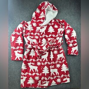 Vera Bradley Reindeer Intarsia Fleece Sherpa Robe, Red White S/M Holiday